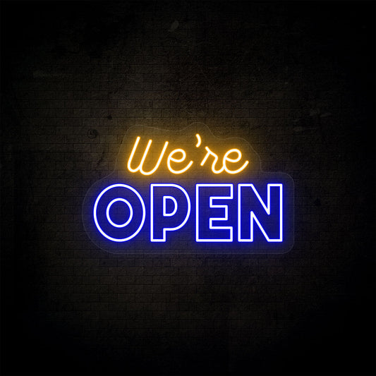 Open LED business sign, vibrant light display. Image 2 of 10.