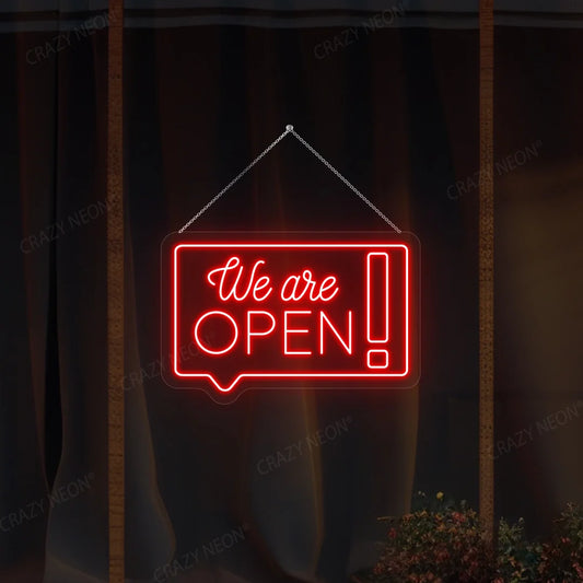 Open Chat Box LED Sign, modern office decor, neon light, communication symbol, image 2 of 16.