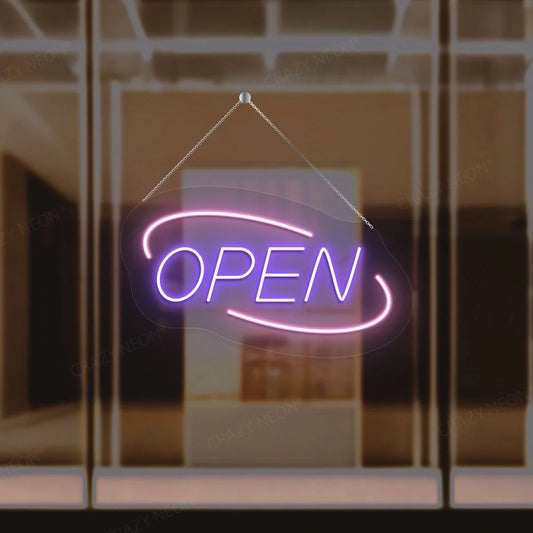 Oval Shape Open Neon Sign-Multicolor