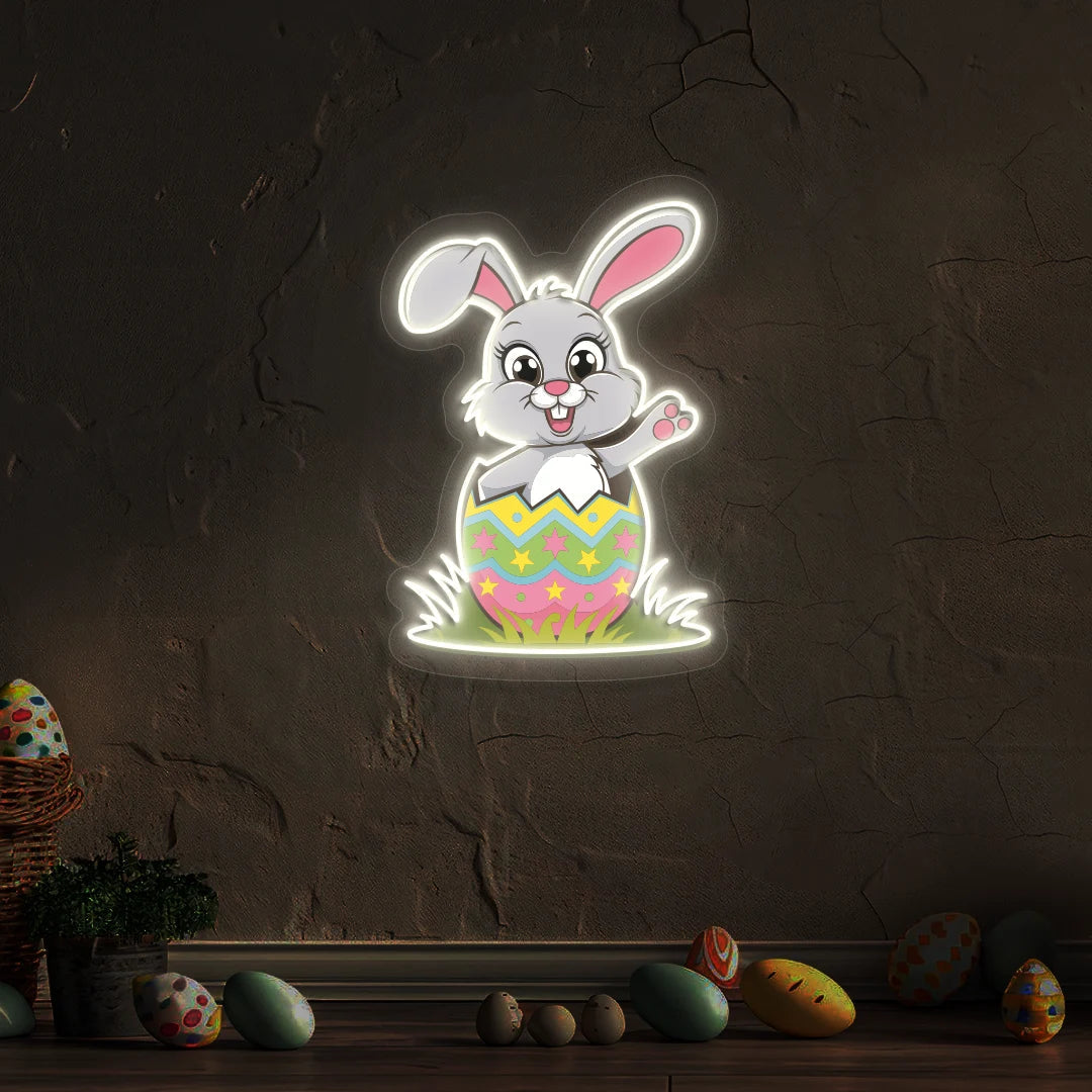Easter Bunny in Egg Neon Artwork Sign