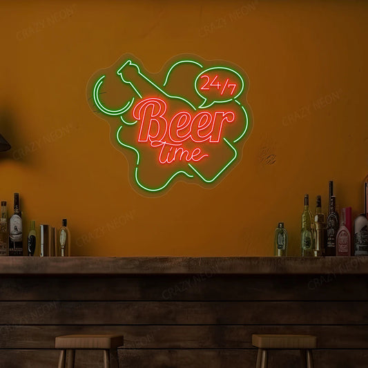 Beer Time 24/7 Neon Sign