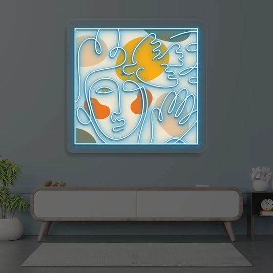 Abstract Face Neon Artwork Sign
