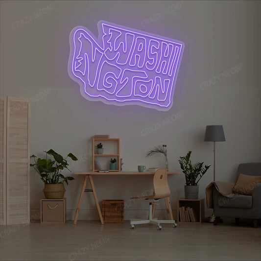 WASHINGTON Map Neon Sign