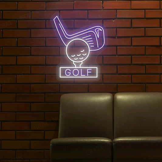 Golf Stick With Ball Neon Sign