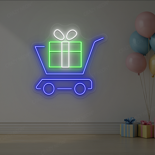 Shopping Cart Gift Neon Sign
