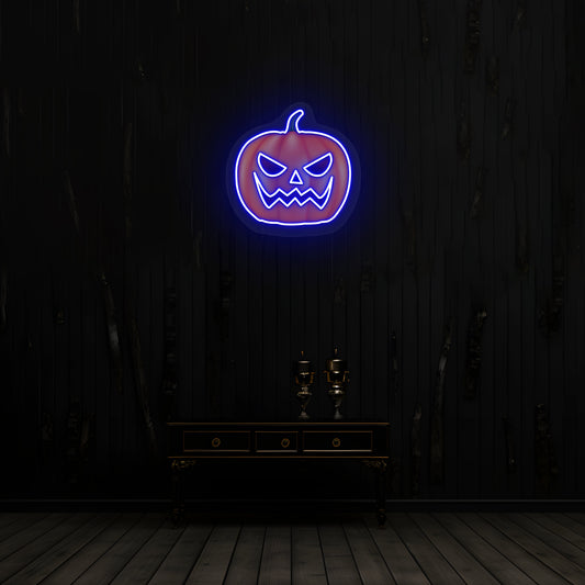 Angry Pumpkin Neon Artwork