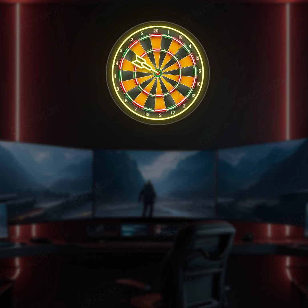 Green n Red Dart Board Neon Sign