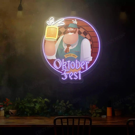 Oktoberfest Beer Guy Neon Sign