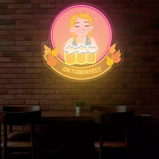 Oktoberfest Beer Girl Neon Sign