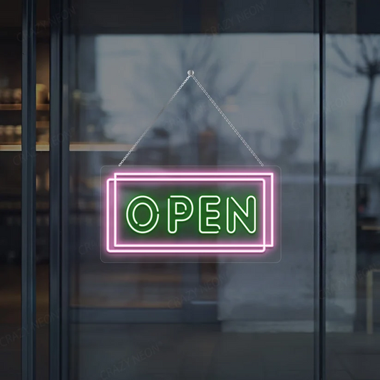 Double Line Multicolor Open Neon Sign