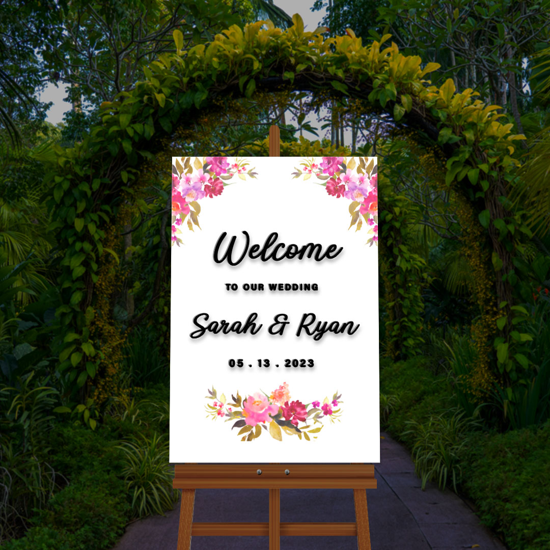Personalized Wedding Welcome Sign | White Acrylic
