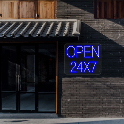 24x7 Open LED Neon Sign