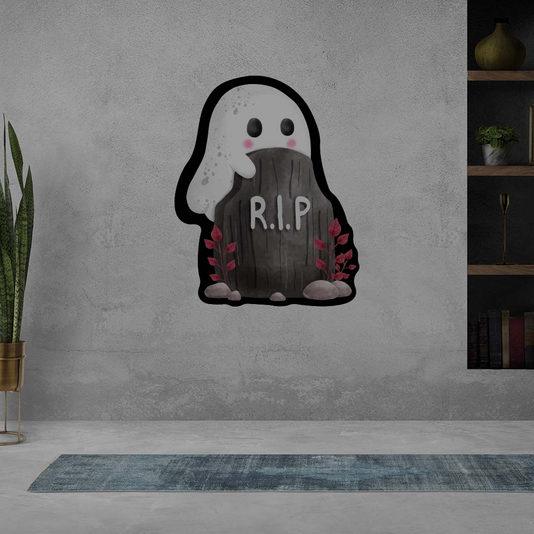 Ghoul On Tombstone Illuminated Sign