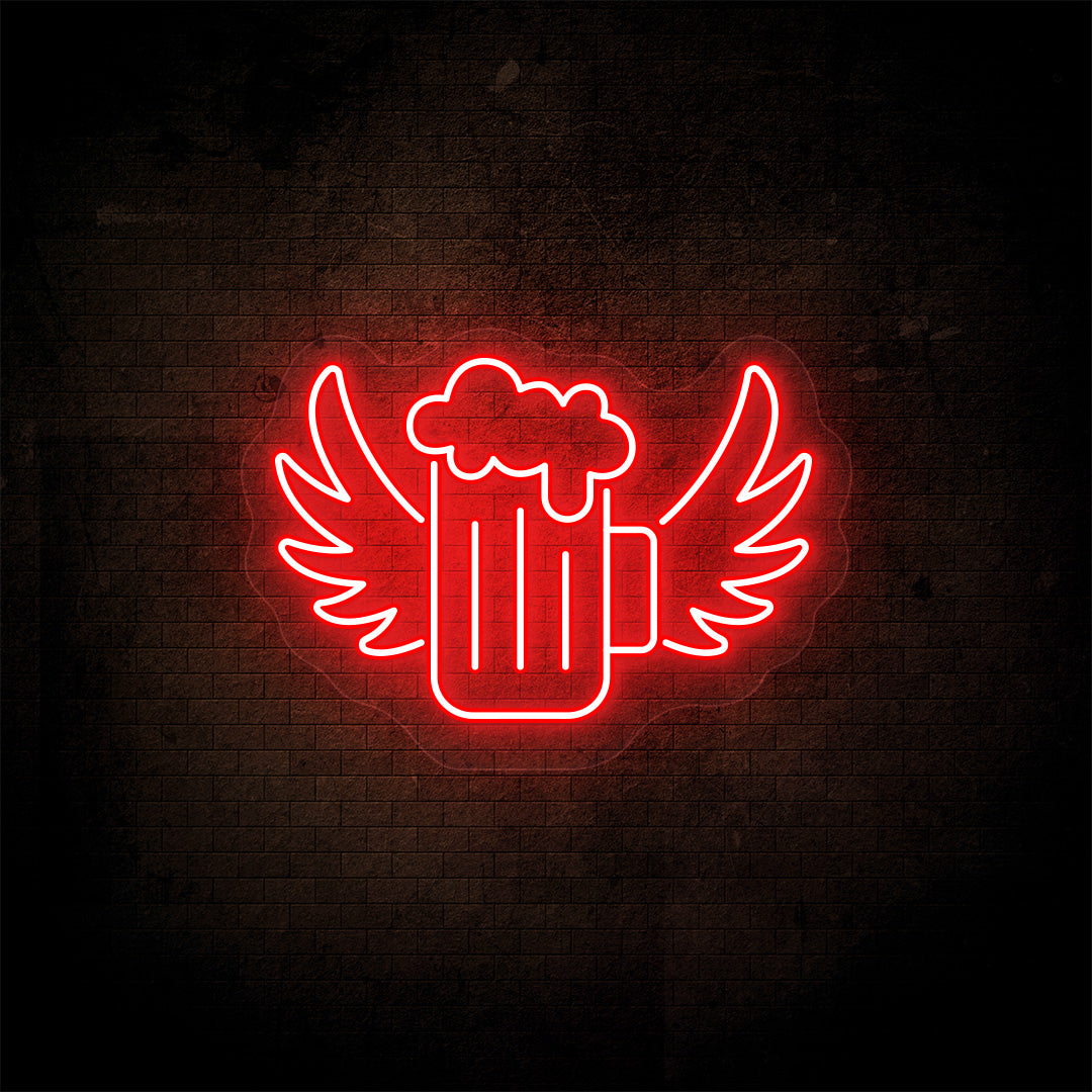 Beer Mug With Wings Bar Neon Sign