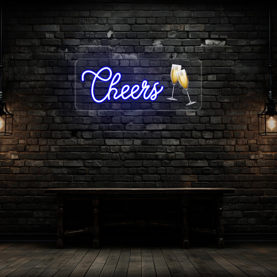 Champagne Glass Cheers Neon Artwork Sign