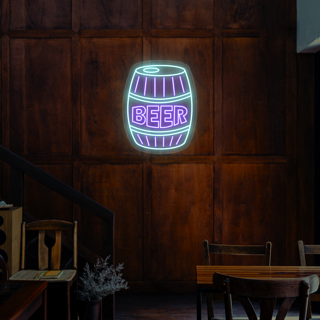Beer Barrel Neon Sign - Multicolor