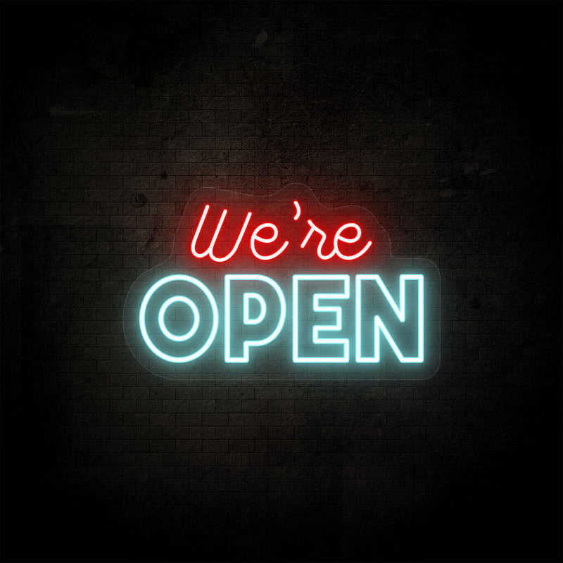 We're Open Neon Sign - Multicolor