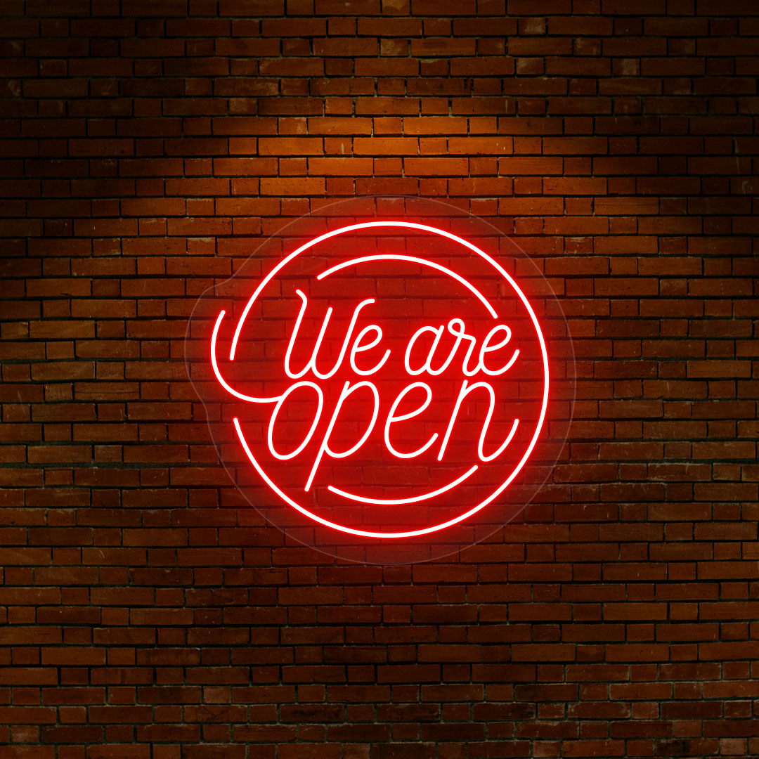Round Shaped We Are Open Neon Sign