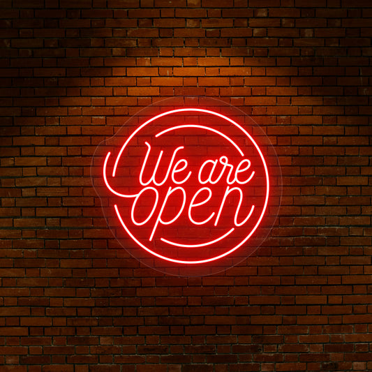 Round Shaped We Are Open Neon Sign