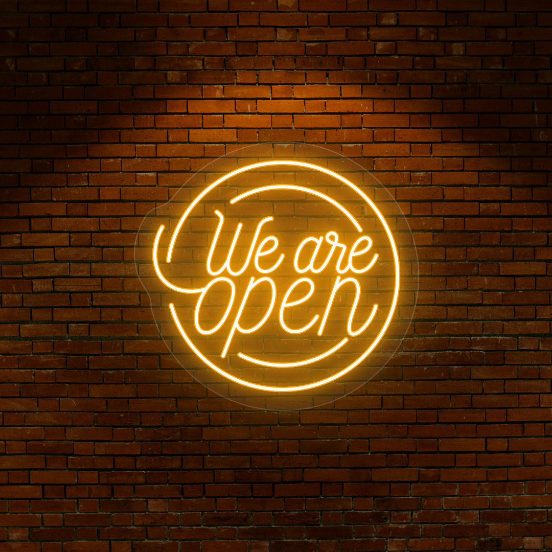 Round Shaped We Are Open Neon Sign