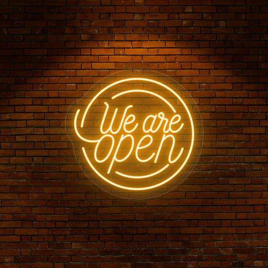 Round Shaped We Are Open Neon Sign