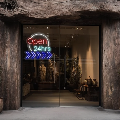 24 Hrs Open Neon Sign - Animated Sign