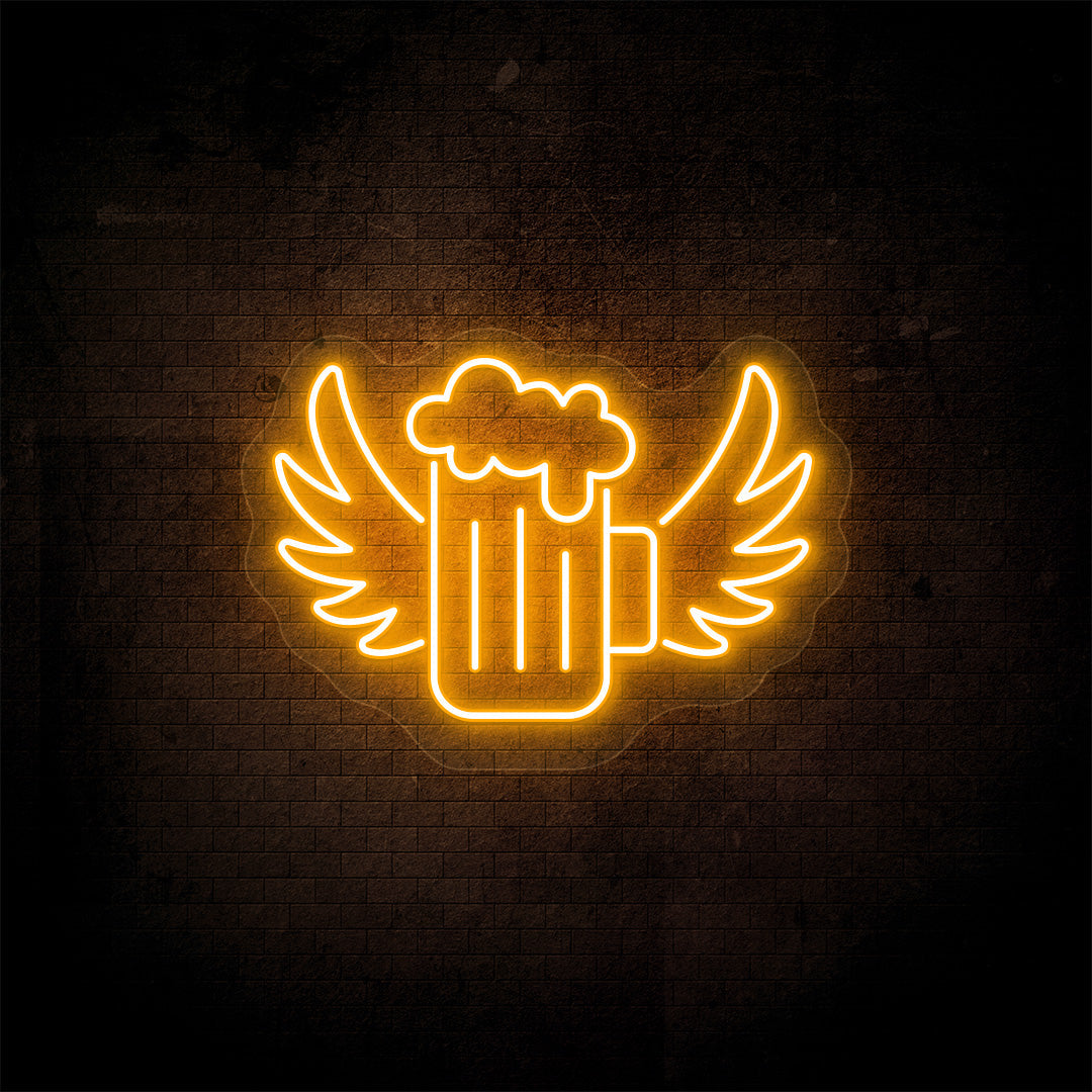 Beer Mug With Wings Bar Neon Sign