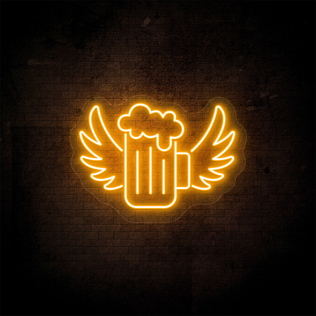 Beer Mug With Wings Bar Neon Sign