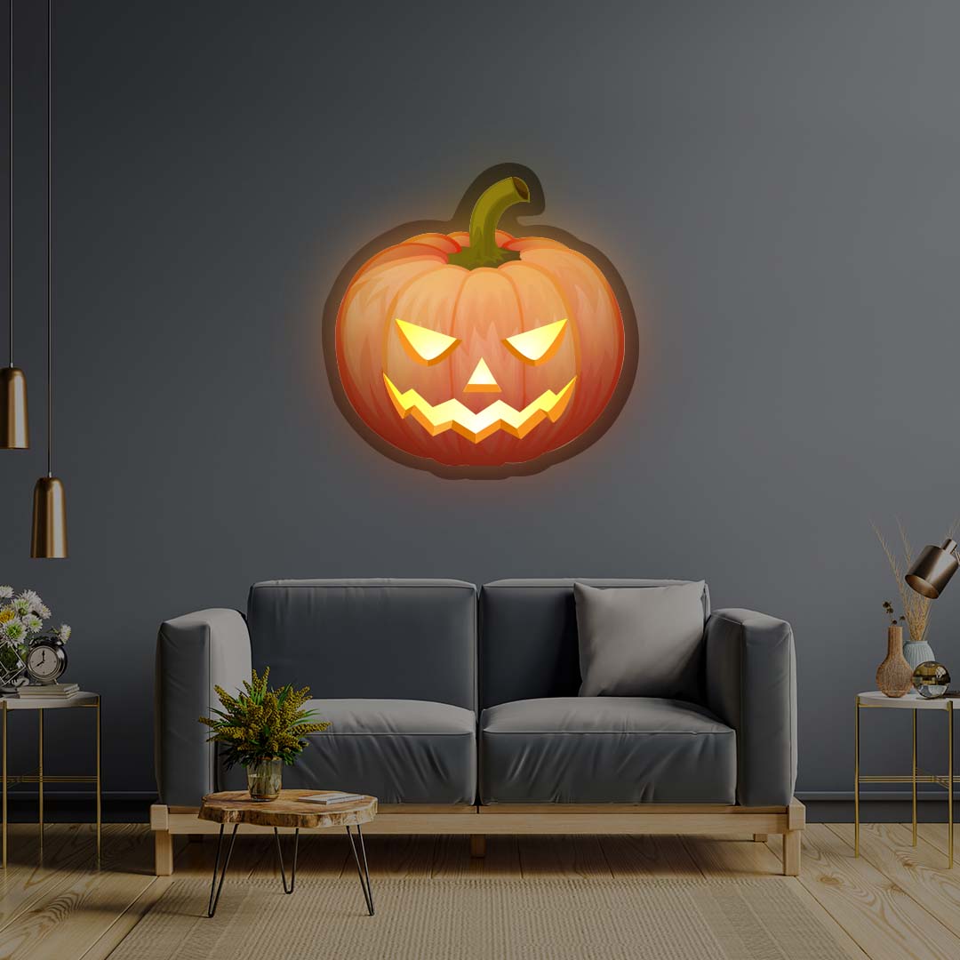 Angry Pumpkin Illuminated Sign