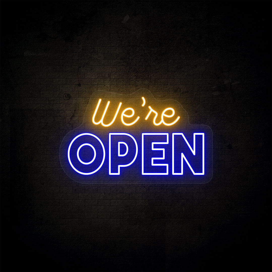 Open LED business sign, vibrant light display. Image 2 of 10.