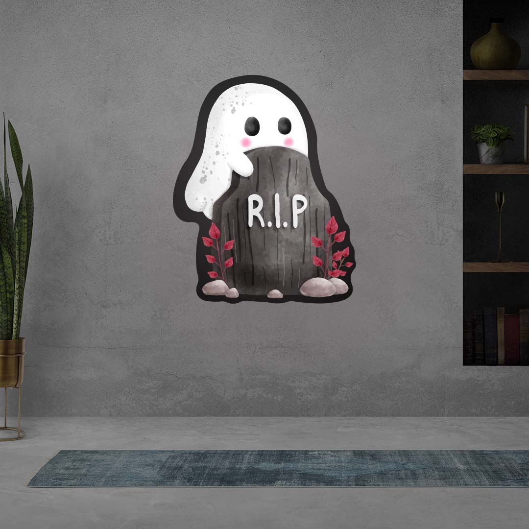 Ghoul On Tombstone Illuminated Sign