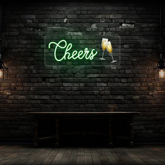Champagne Glass Cheers Neon Artwork Sign