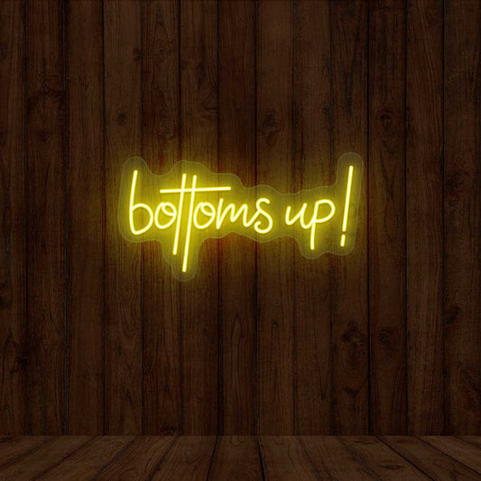 Bottoms Up Bar Neon Sign