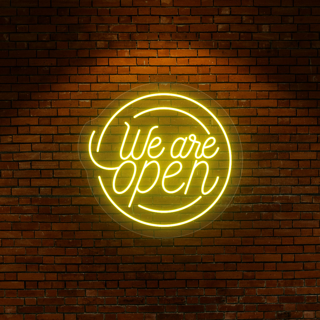 Round Shaped We Are Open Neon Sign
