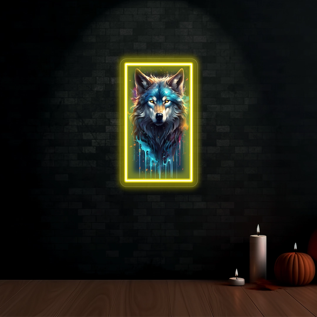 Wolf Neon Artwork Sign