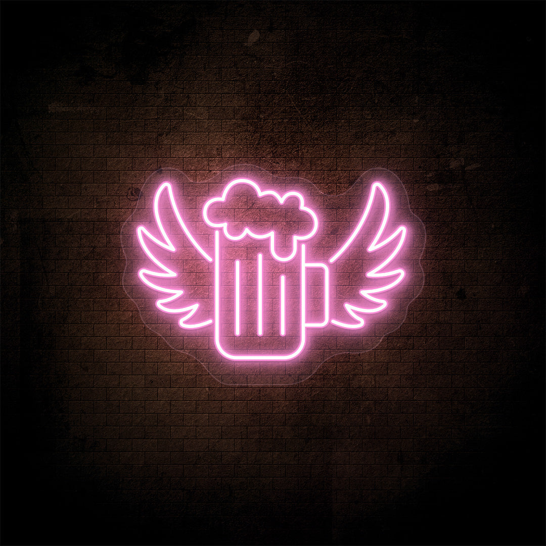 Beer Mug With Wings Bar Neon Sign