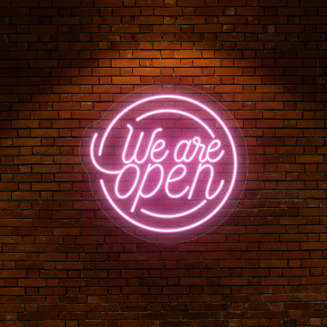 Round Shaped We Are Open Neon Sign