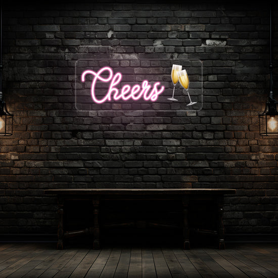 Champagne Glass Cheers Neon Artwork Sign