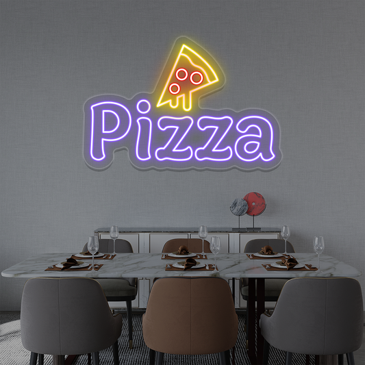 Pizza with Slice Neon Sign