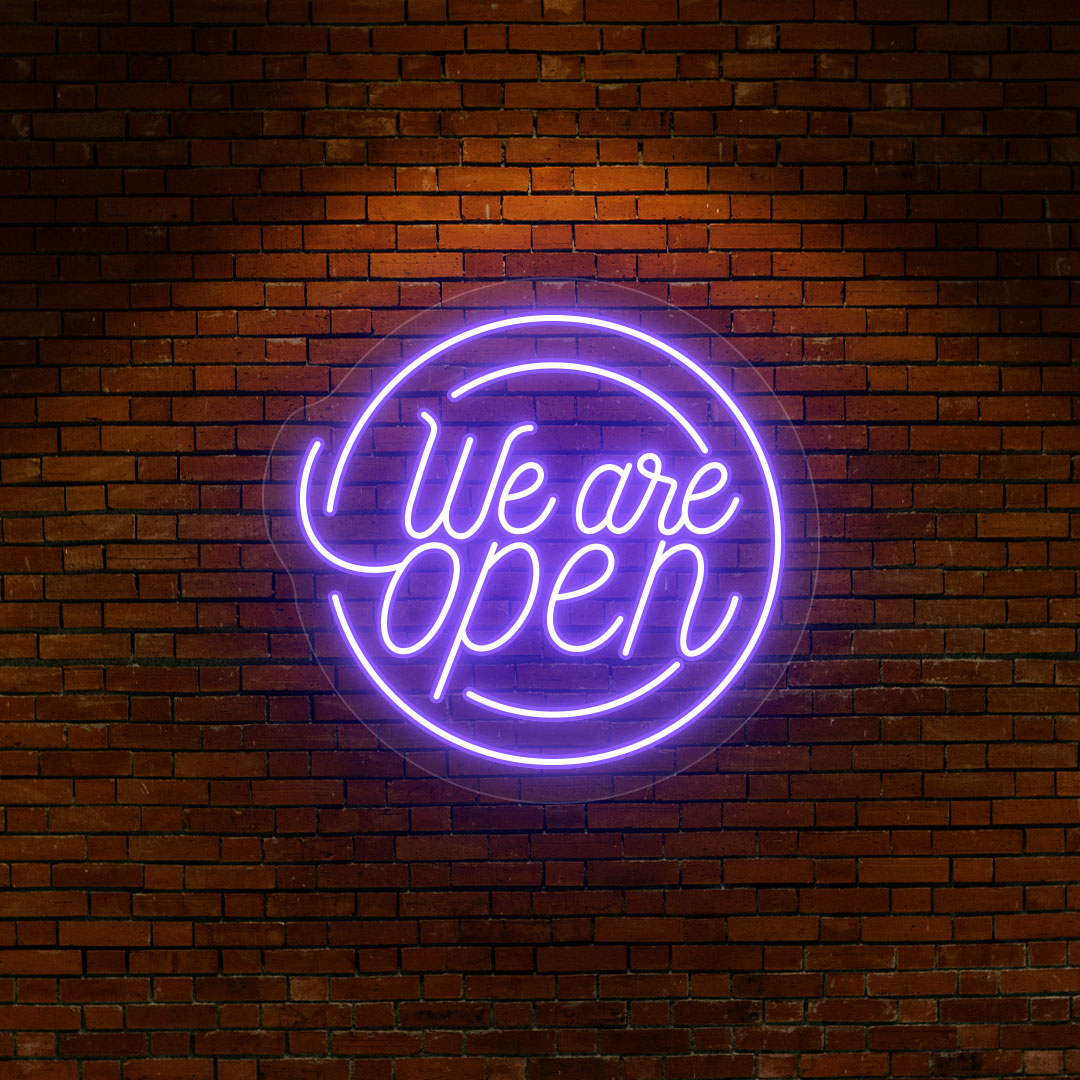 Round Shaped We Are Open Neon Sign