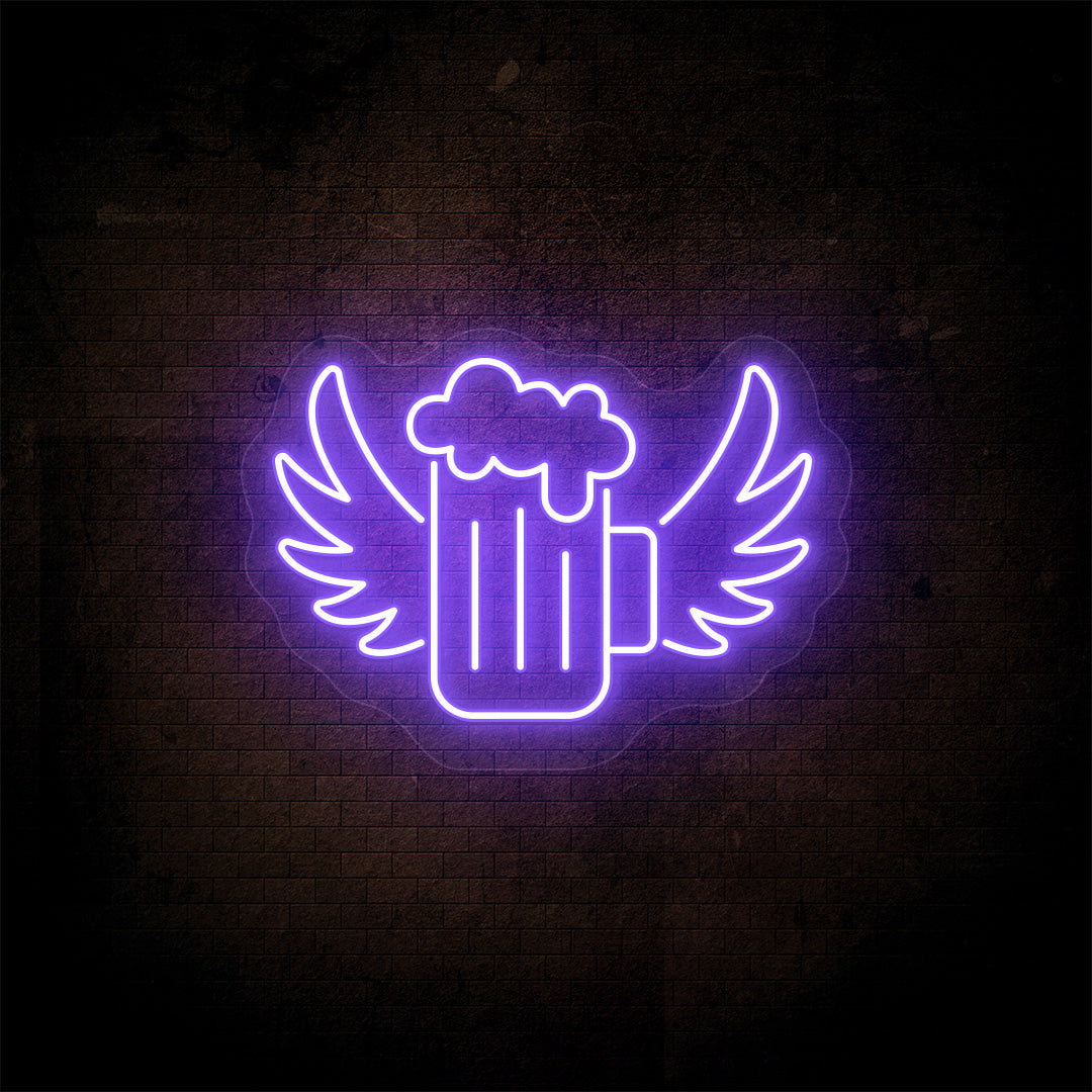 Beer Mug With Wings Bar Neon Sign