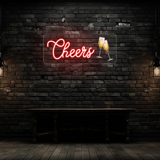 Champagne Glass Cheers Neon Artwork Sign