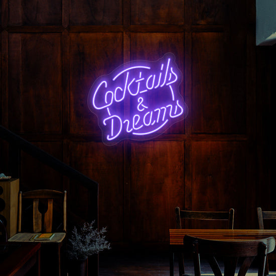Cocktails & Dreams Bar Neon Sign