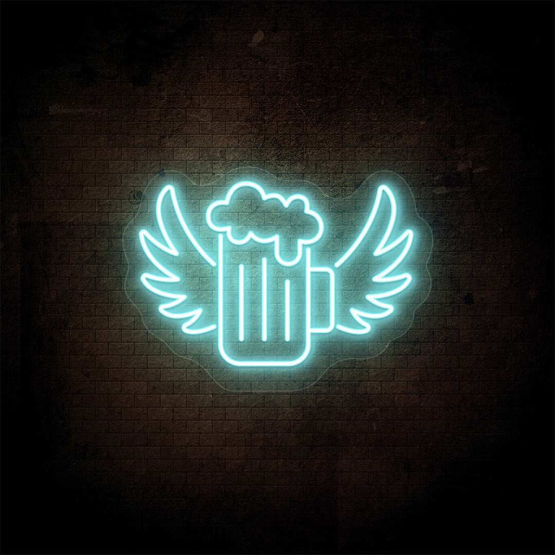 Beer Mug With Wings Bar Neon Sign