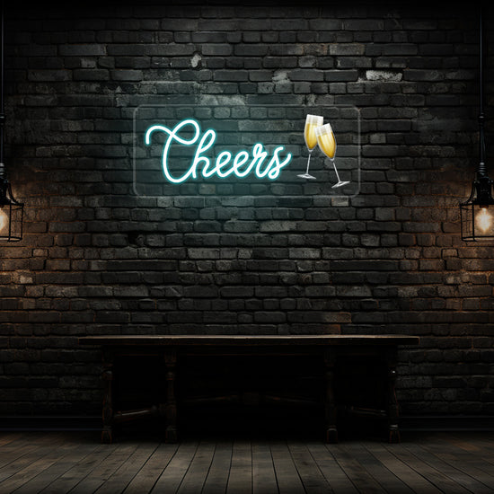 Champagne Glass Cheers Neon Artwork Sign