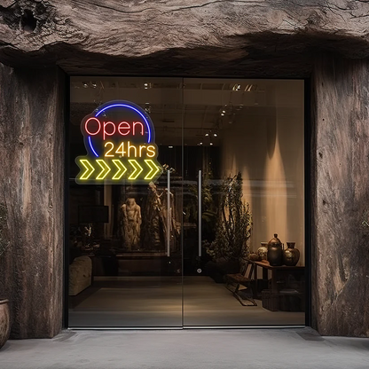 24 Hrs Open Neon Sign - Animated Sign