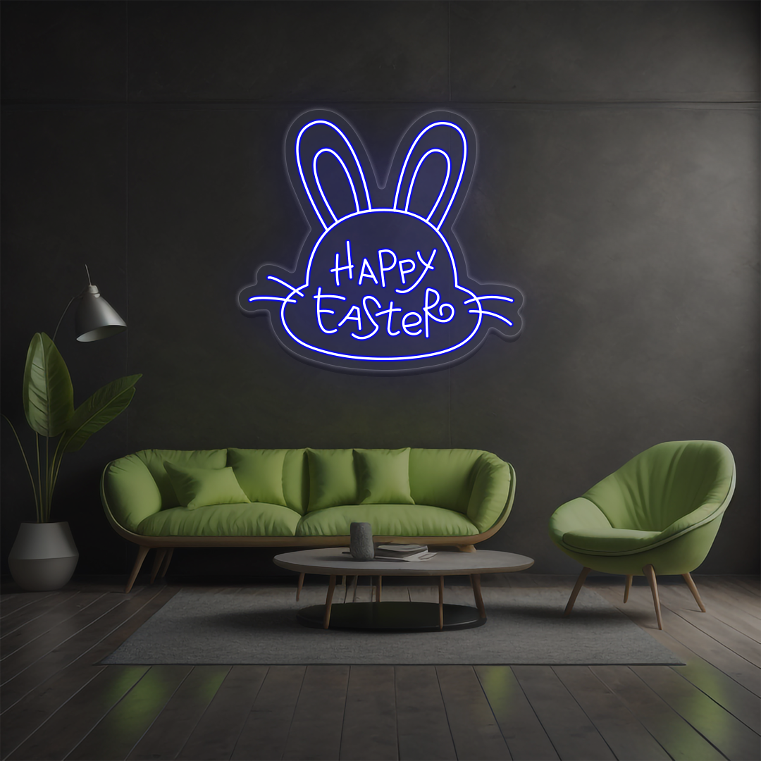 Happy Easter Bunny Face Neon Sign