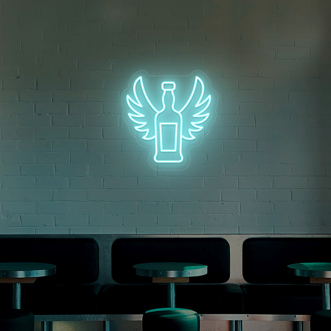 Whiskey Bottle With Wings Bar Neon Sign