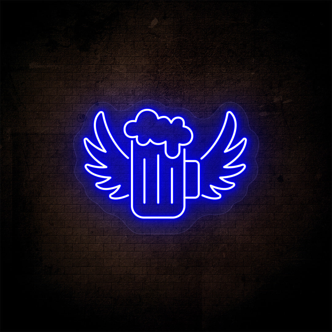 Beer Mug With Wings Bar Neon Sign