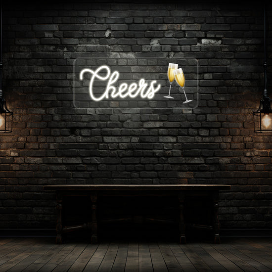 Champagne Glass Cheers Neon Artwork Sign